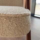 Vintage Lounge Chair Grey White Bouclè, Scandinavian Design