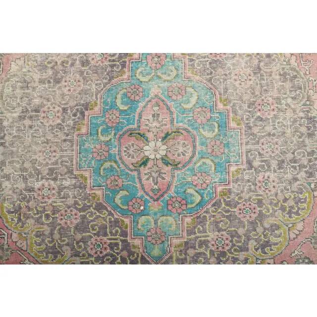1970s Vintage Persian Handmade Wool Cotton Pink Oversized Rug 297x390