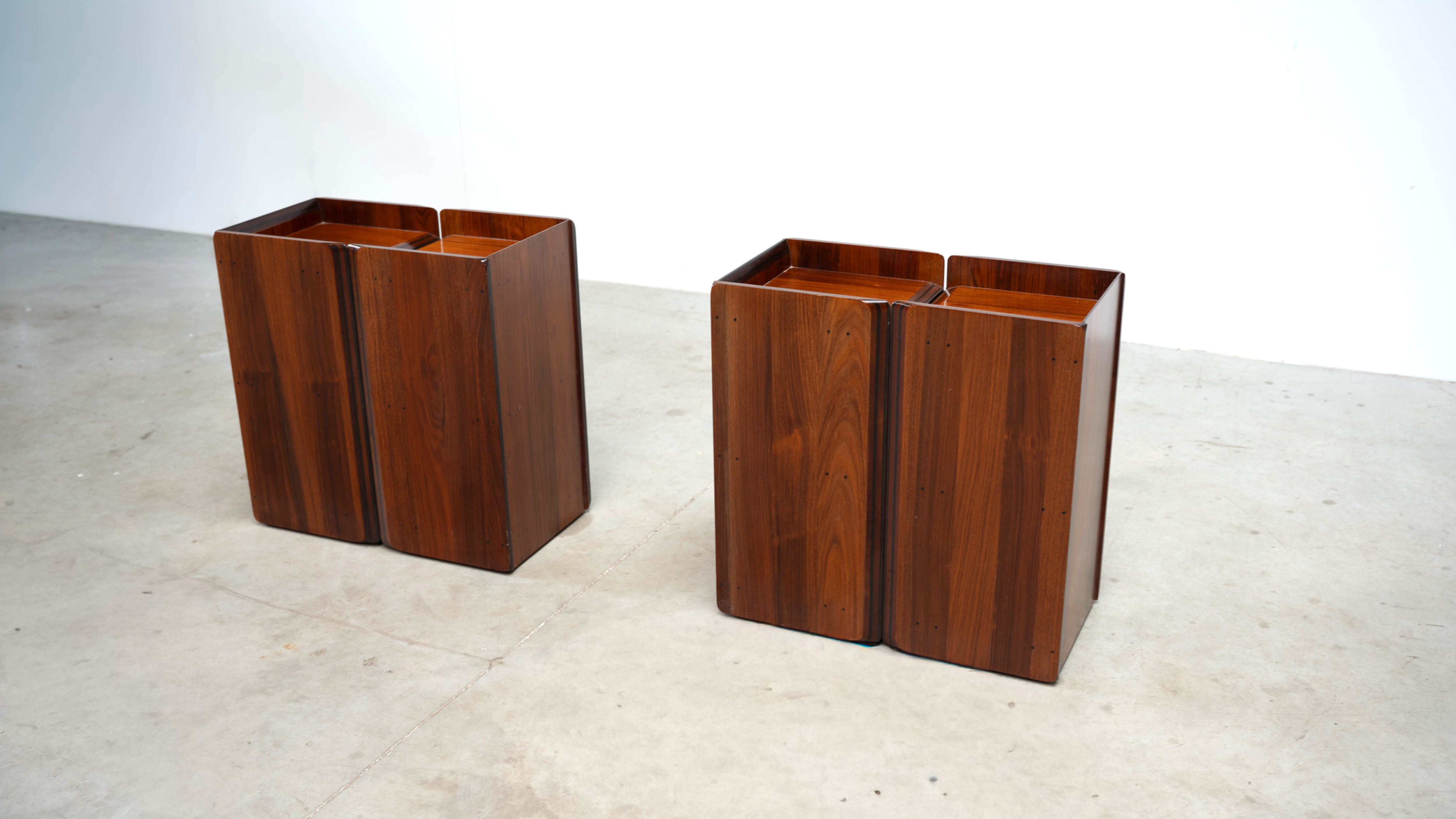Rare rosewood side cabinets Afra Tobia Scarpa for Maxalto