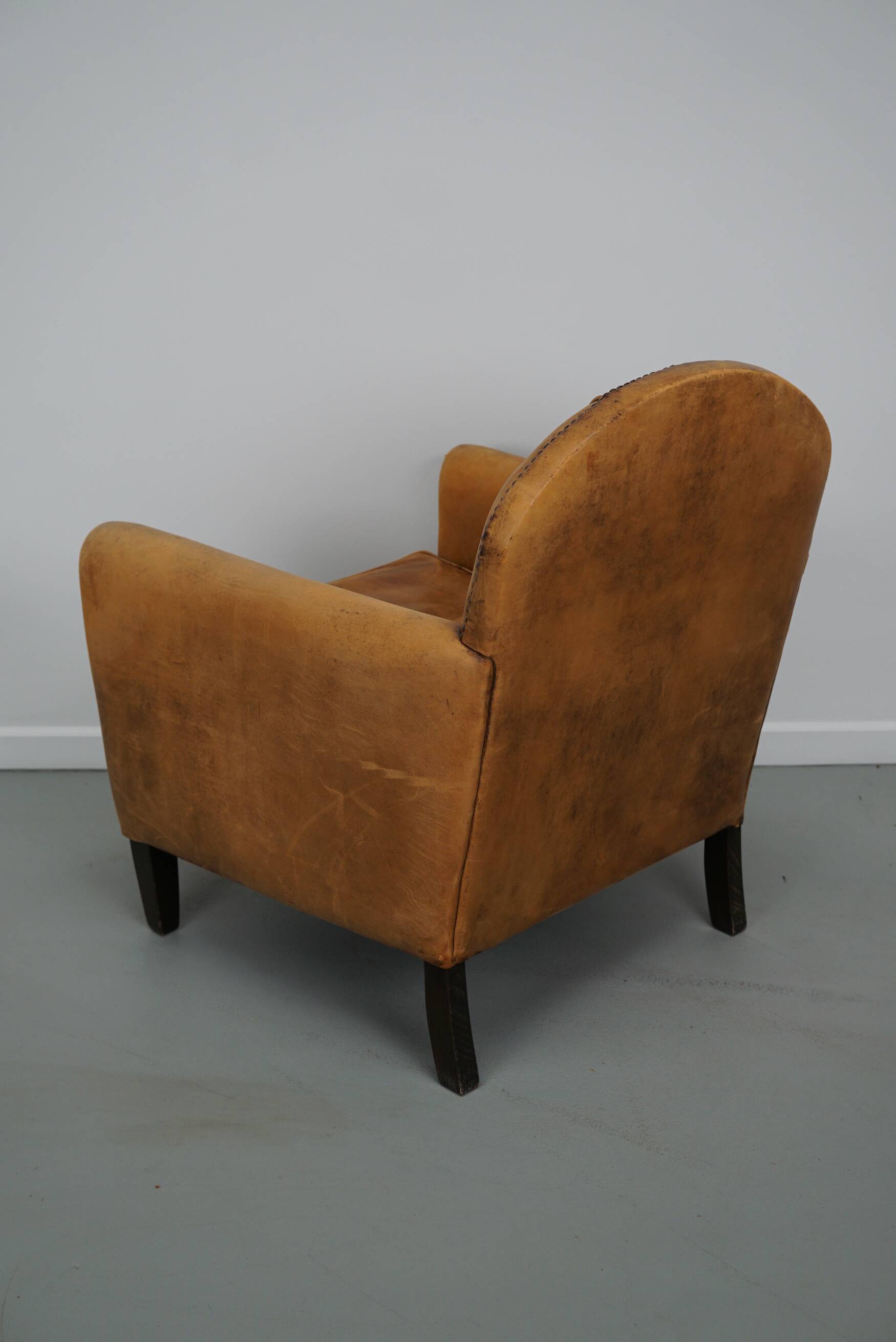 Vintage Dutch cognac coloured leather club chair