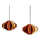 Pair of Midcentury Copper Pendants by Jo Hammerborg for Fog & Mørup, 1960s