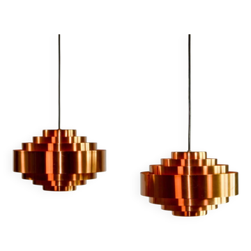 Pair of Midcentury Copper Pendants by Jo Hammerborg for Fog & Mørup, 1960s