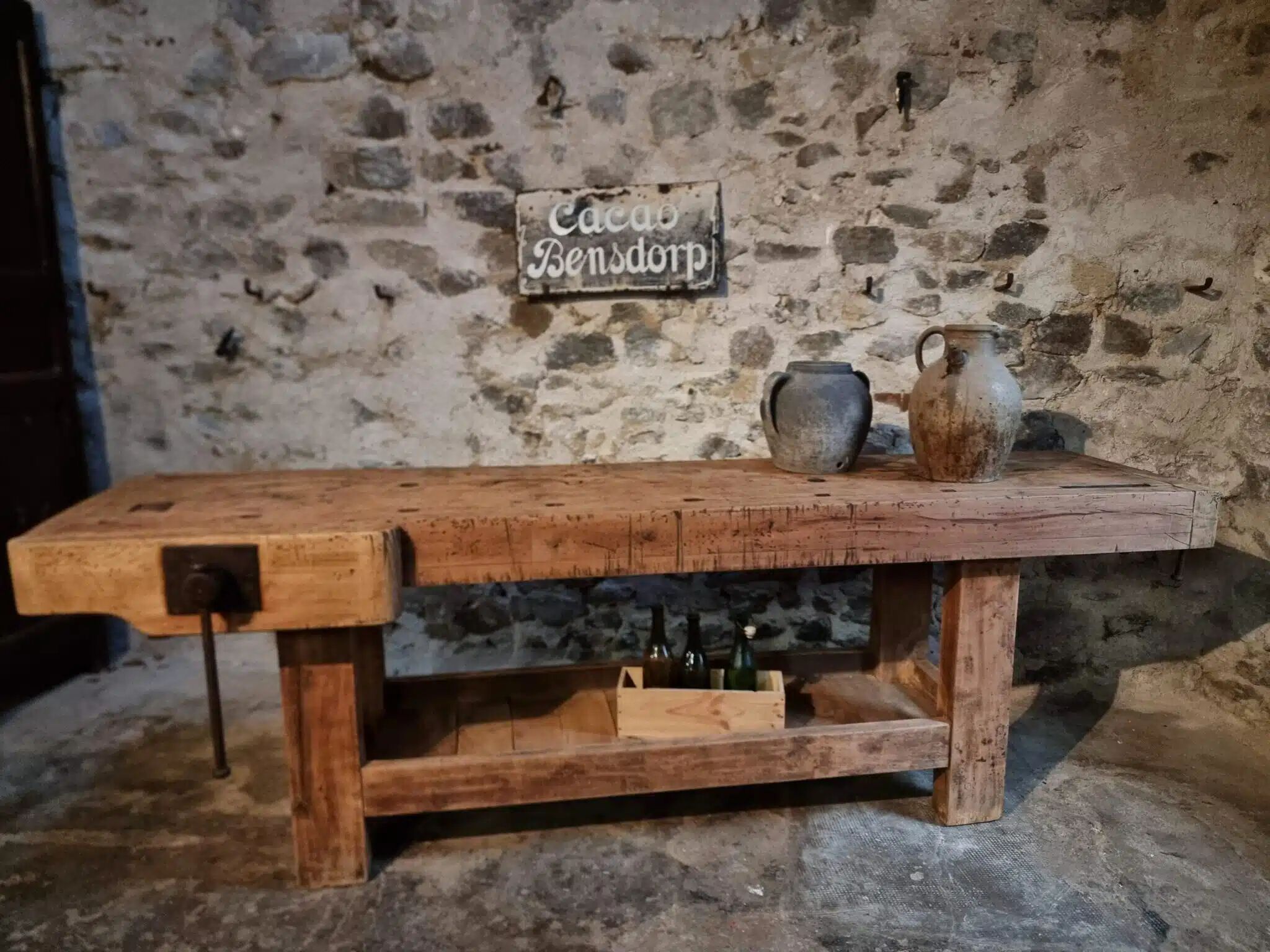 Antique beech table, France early 20th century