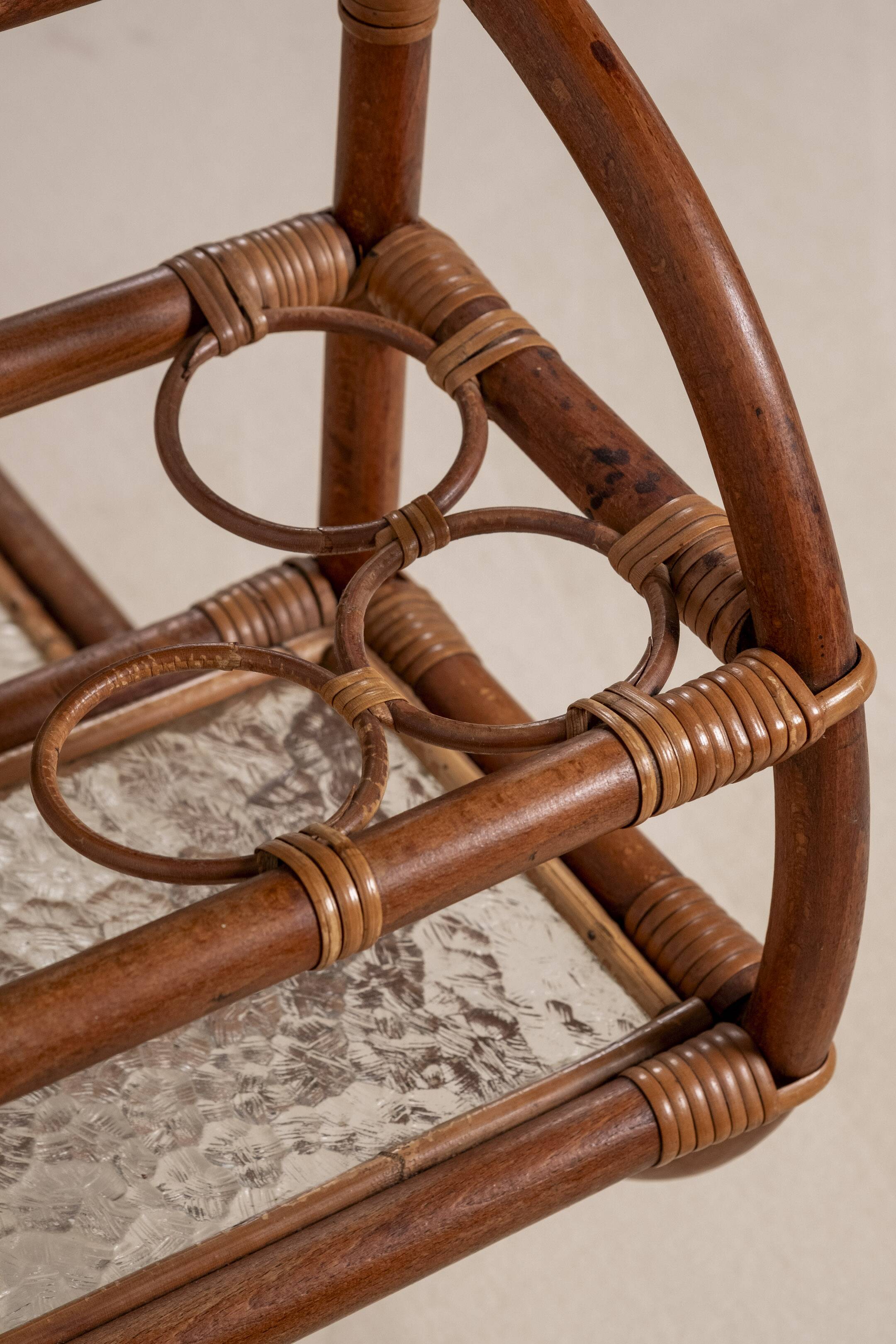 Bar Cart in Bamboo & Rattan, 1950s Denmark