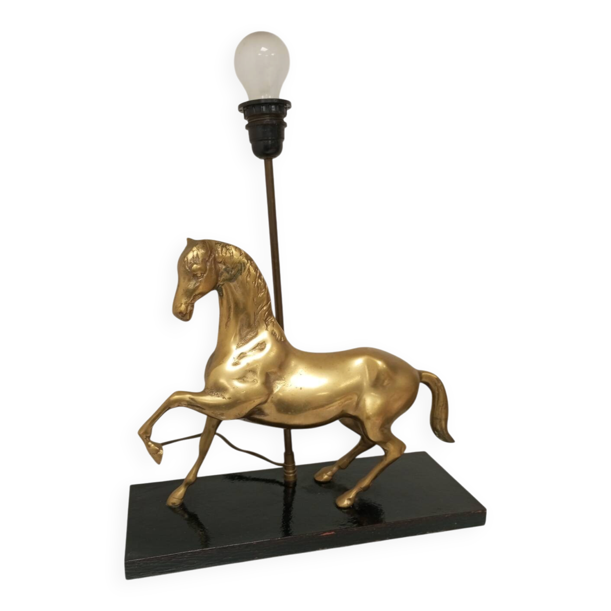 Table lamp Horse in gilded brass