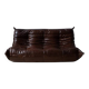 Togo 3-seater sofa in shiny brown leather