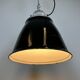 Suspension industrielle en émail noir, 1960s
