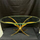 Brass and crystal coffee table, French work, 60s.