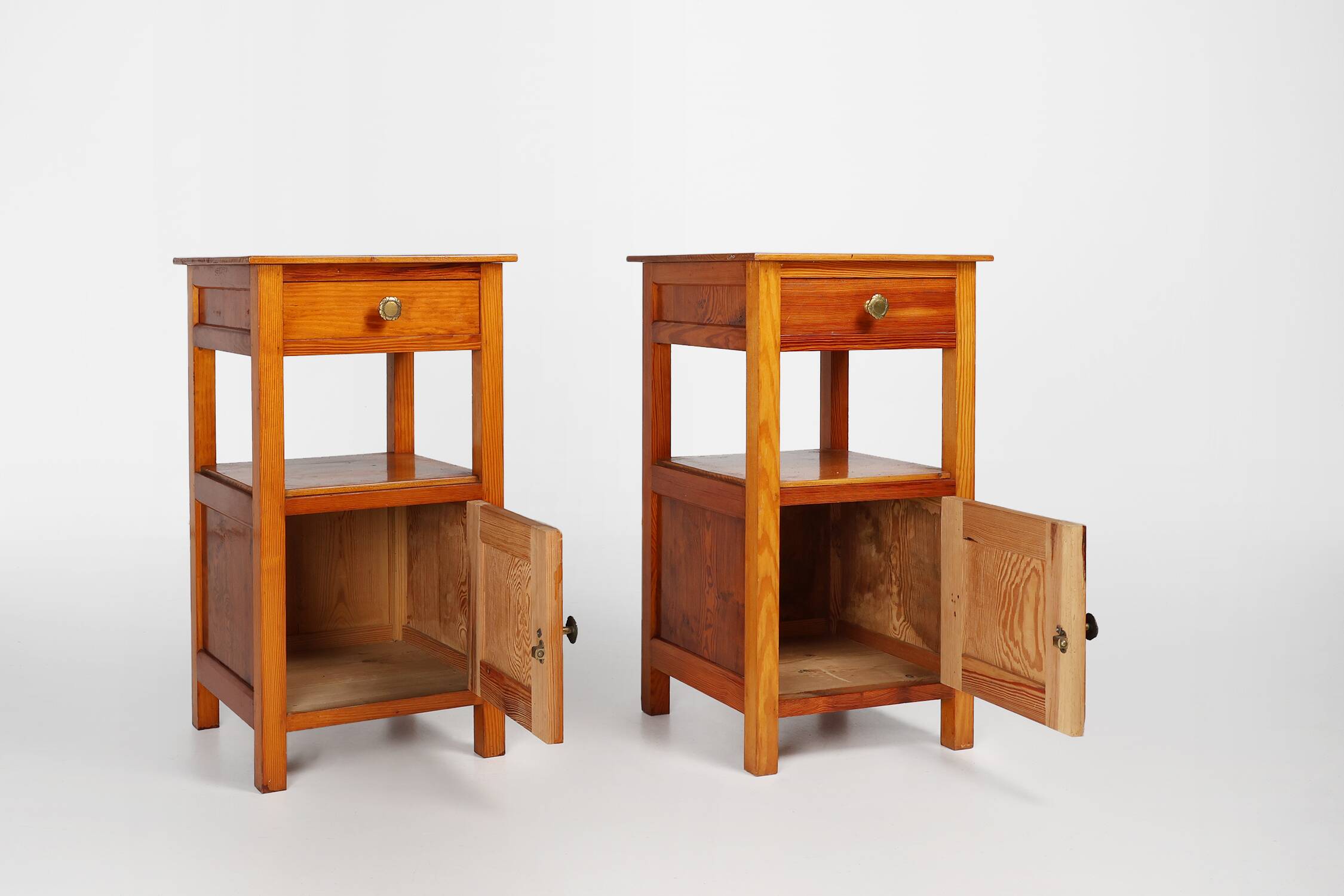 Pair of Art Deco Nightstands in wood, France 1940s