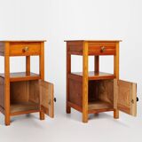 Pair of Art Deco Nightstands in wood, France 1940s