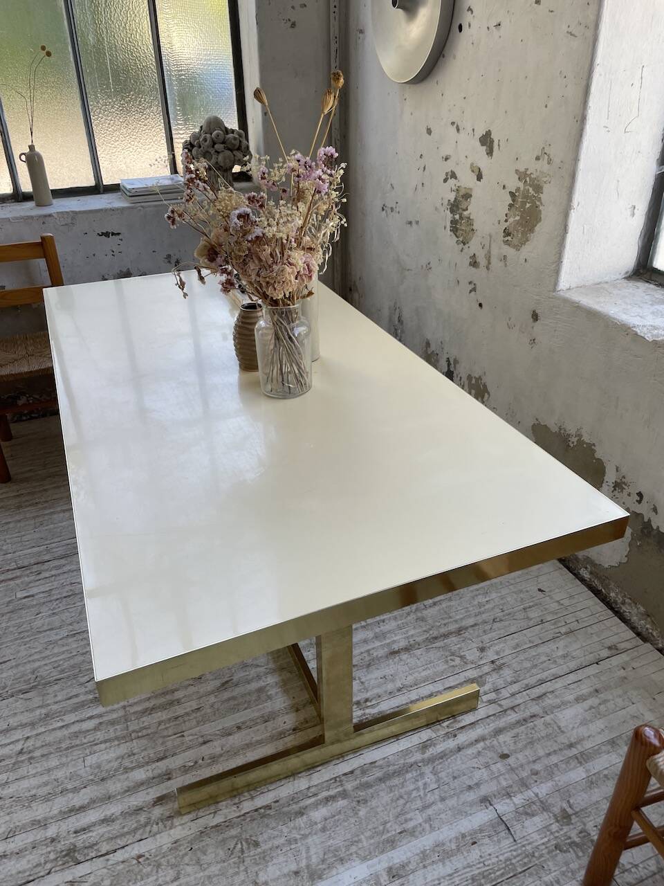 Brass table 1970 Italian lacquer