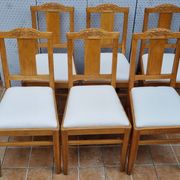 Set of 6 oak chairs, refurbished, Art Deco style, vintage, France