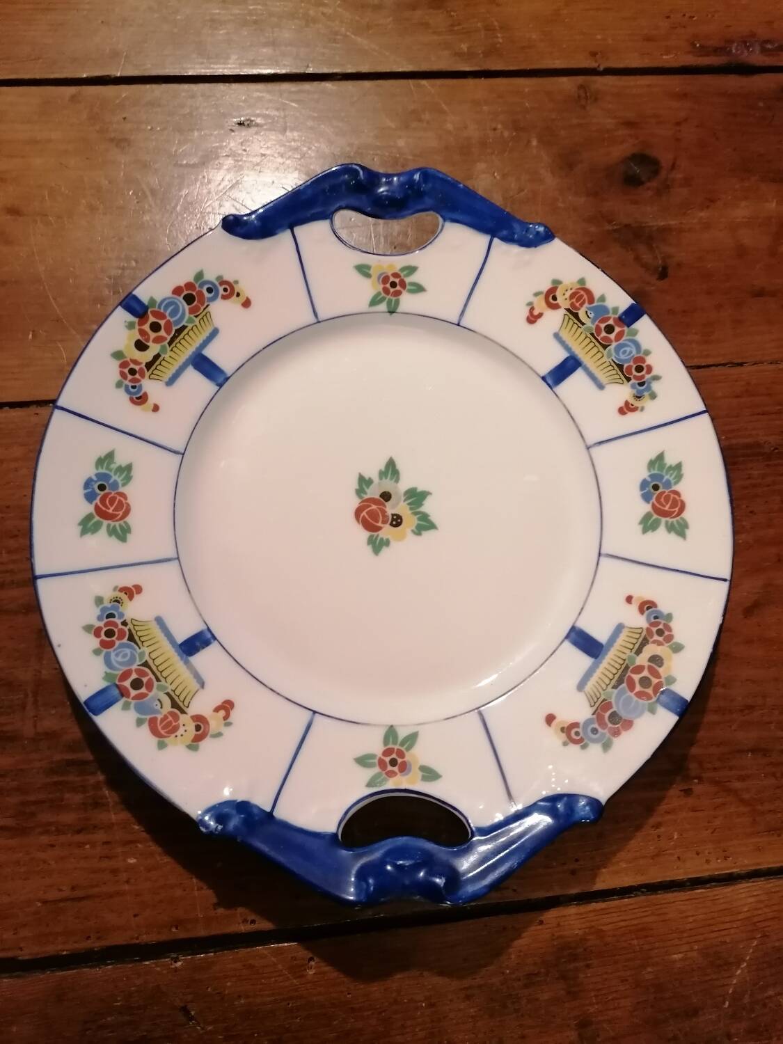 Art deco cake dish signed J. L'Avergne Limoges porcelain