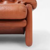 Brown leather 3-seater sofa Coronado by Tobia Scarpa for B&B Italia, Italy ca. 1960