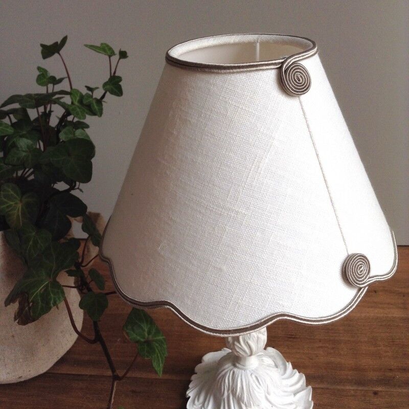 Lampshade in old white linen