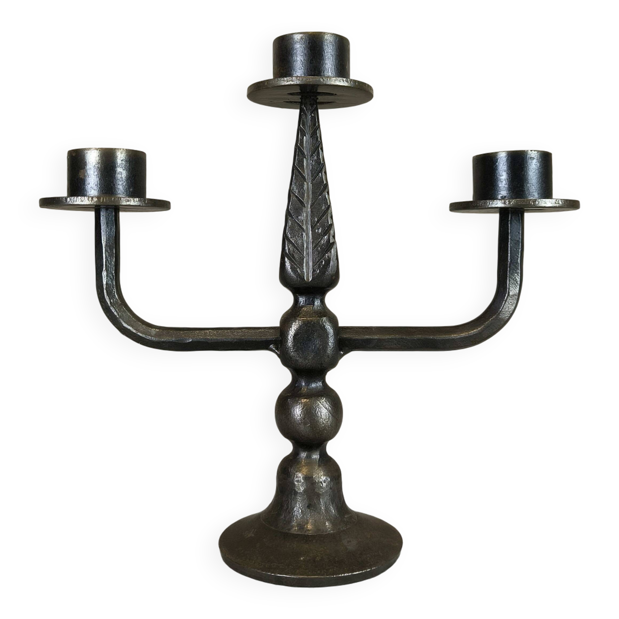 Vintage three-branch metal chandelier