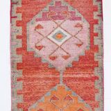 3x11 Red & Pink Super Soft Vintage Runner Rug, 98x335Cm