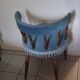 Armchair toad wood velvet fabric blue
