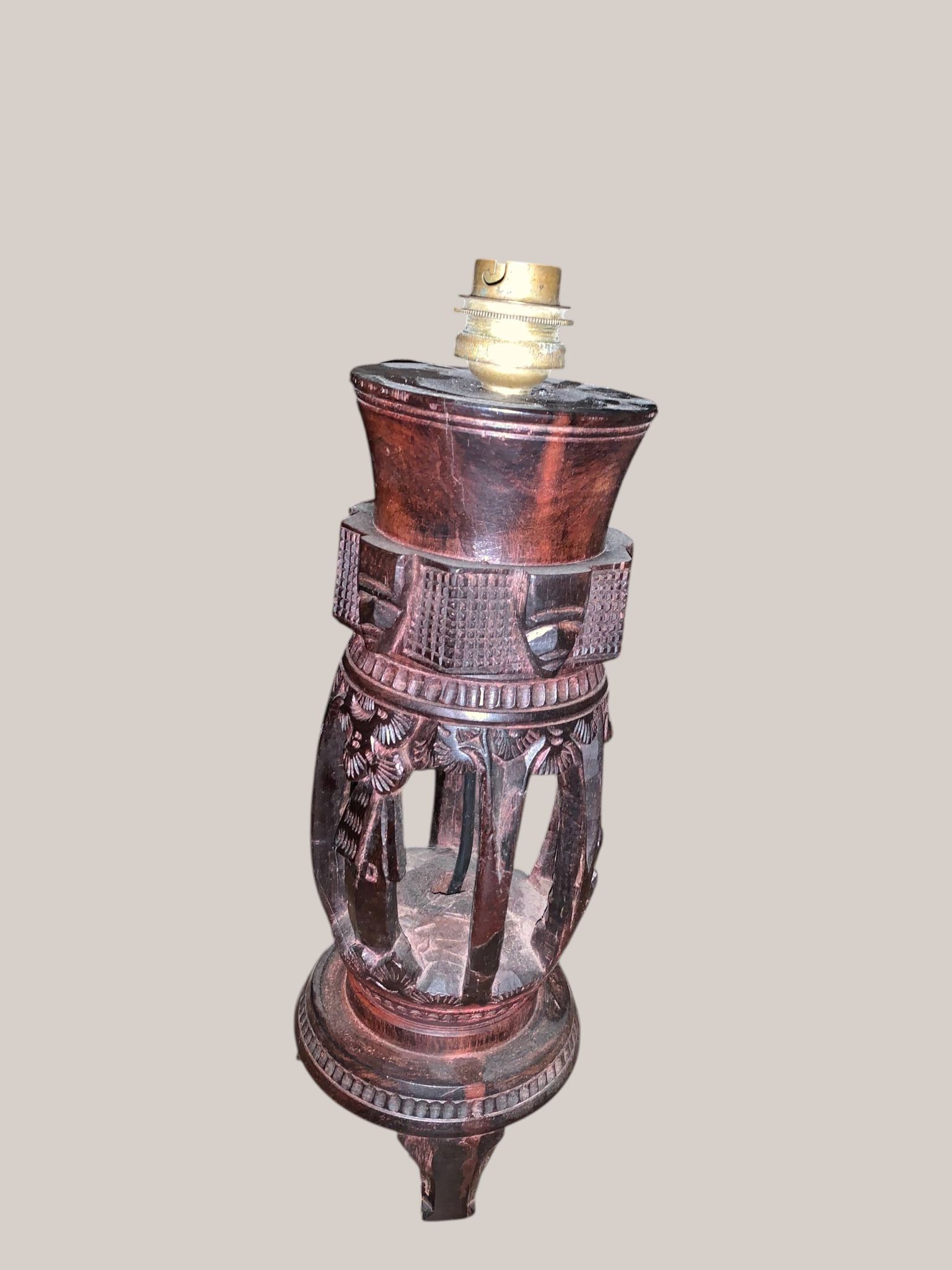 Sculpted wooden lamp from Madagascar