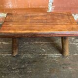 Brutalist Footstool Vintage Chalet Old Solid Wood #D62