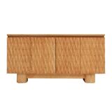Hand-Carved Solid Oak Italian Sideboard with Four Doors, Brutalist Style