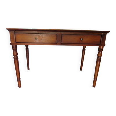bureau ministre-2 tiroirs-bois massif-Sous main simili cuir-Louis Philippe