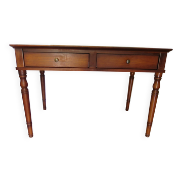 bureau ministre-2 tiroirs-bois massif-Sous main simili cuir-Louis Philippe