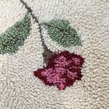 White and blue floral wool rug