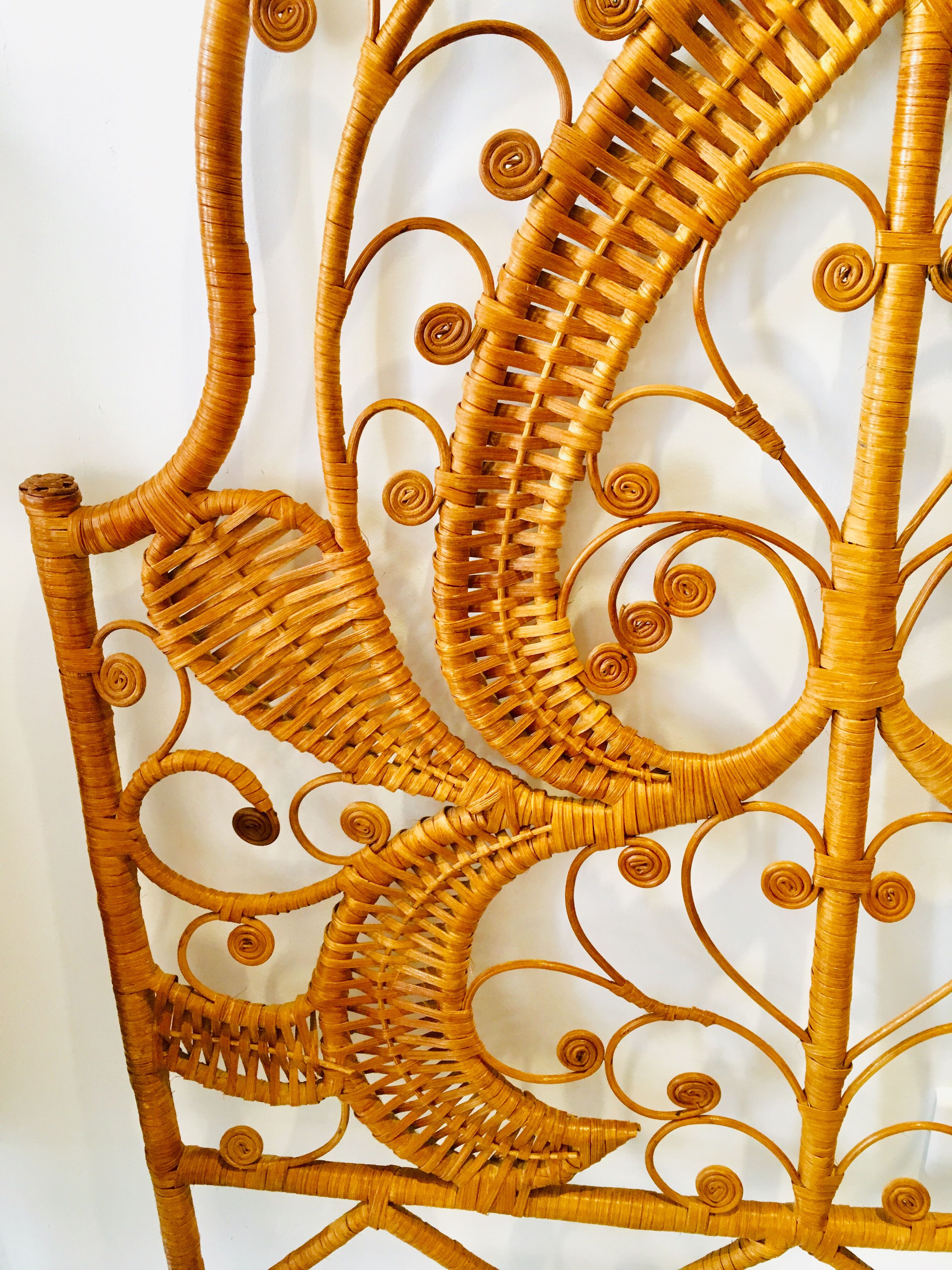 Peacock rattan headboard