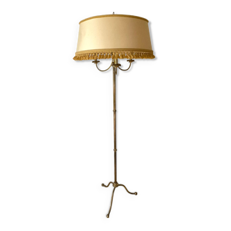 Tripod floor lamp in gilded brass 3 lights