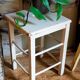 Workshop stool in vintage patinated solid wood