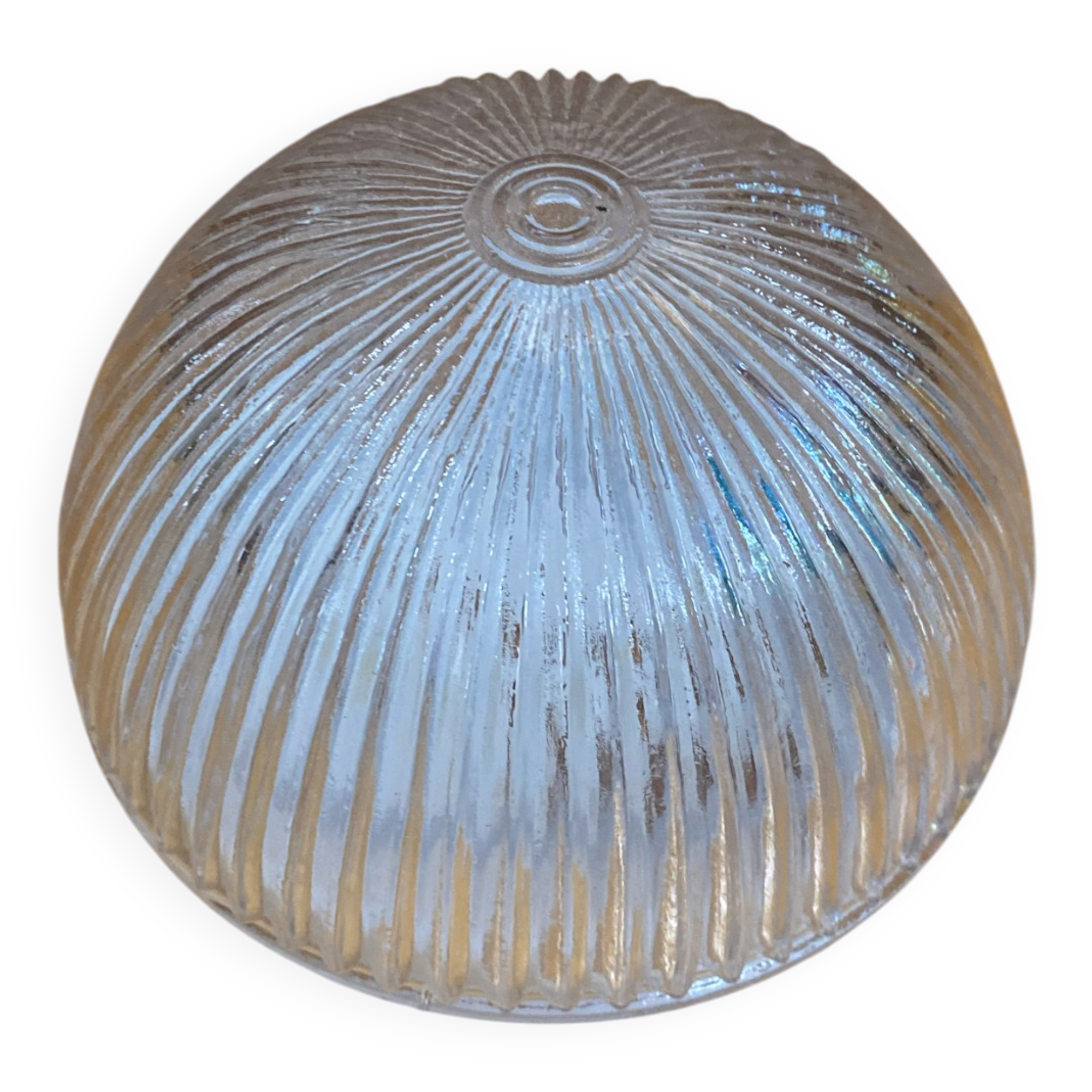 Vintage White Metal Support + Moulded Glass Ceiling Light Fixture