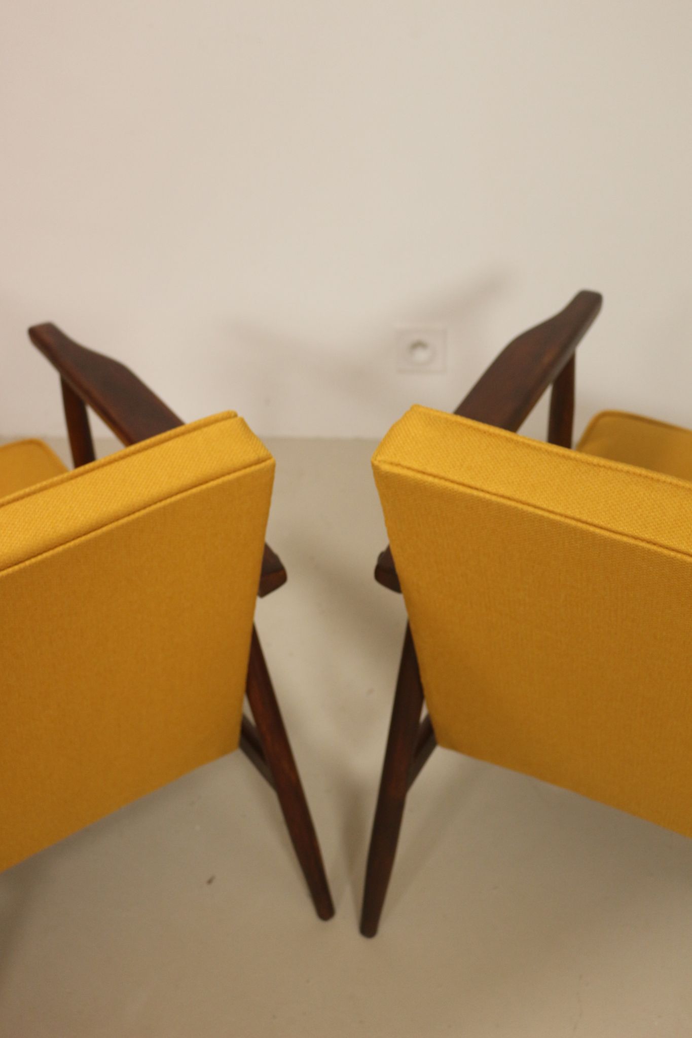 Pair of armchairs Henryk lily 300-190s 1970s yellow fabric
