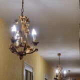 Set of 3 gold painted metal chandeliers