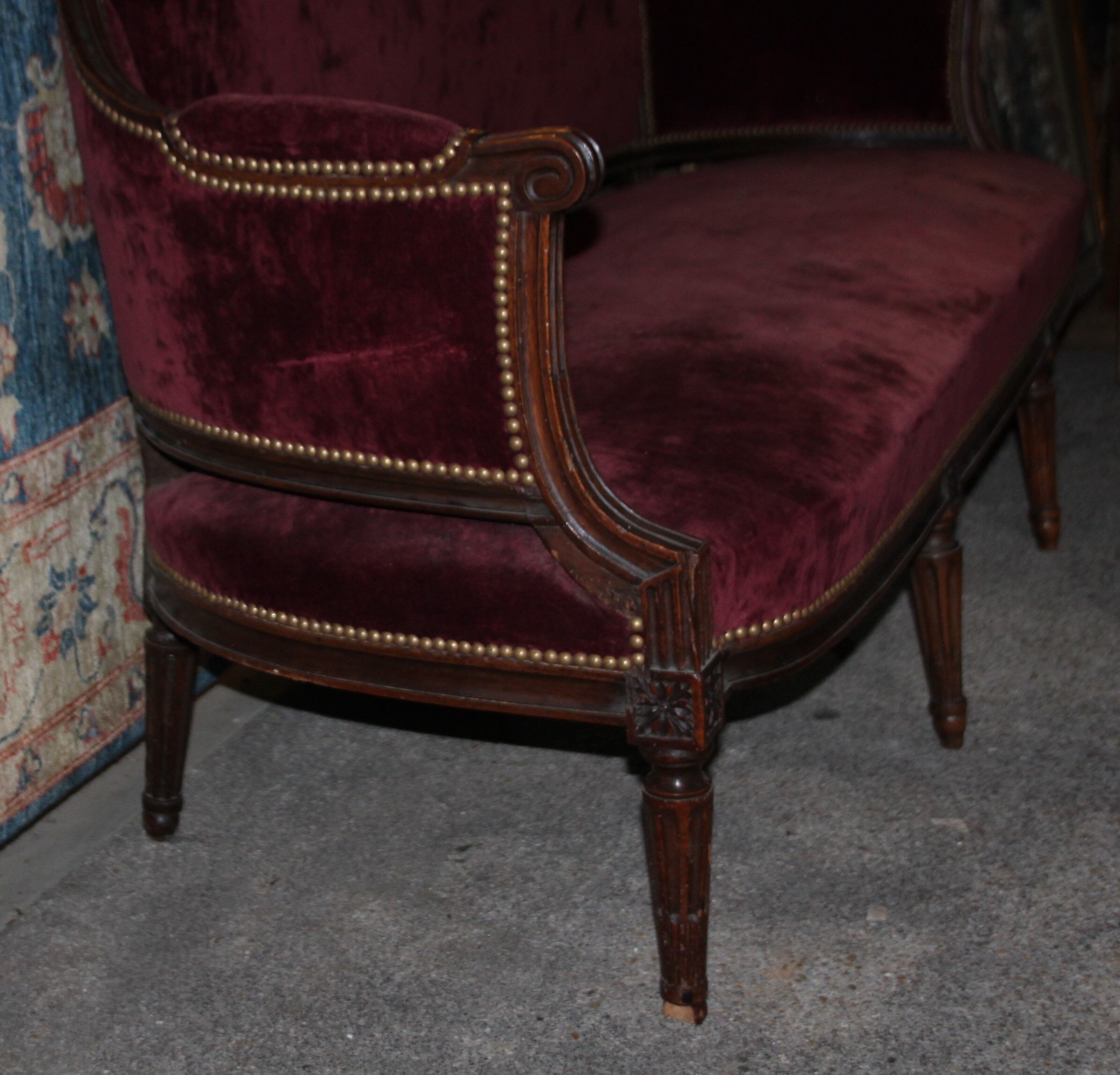 Sofa red burgundy style louis XV