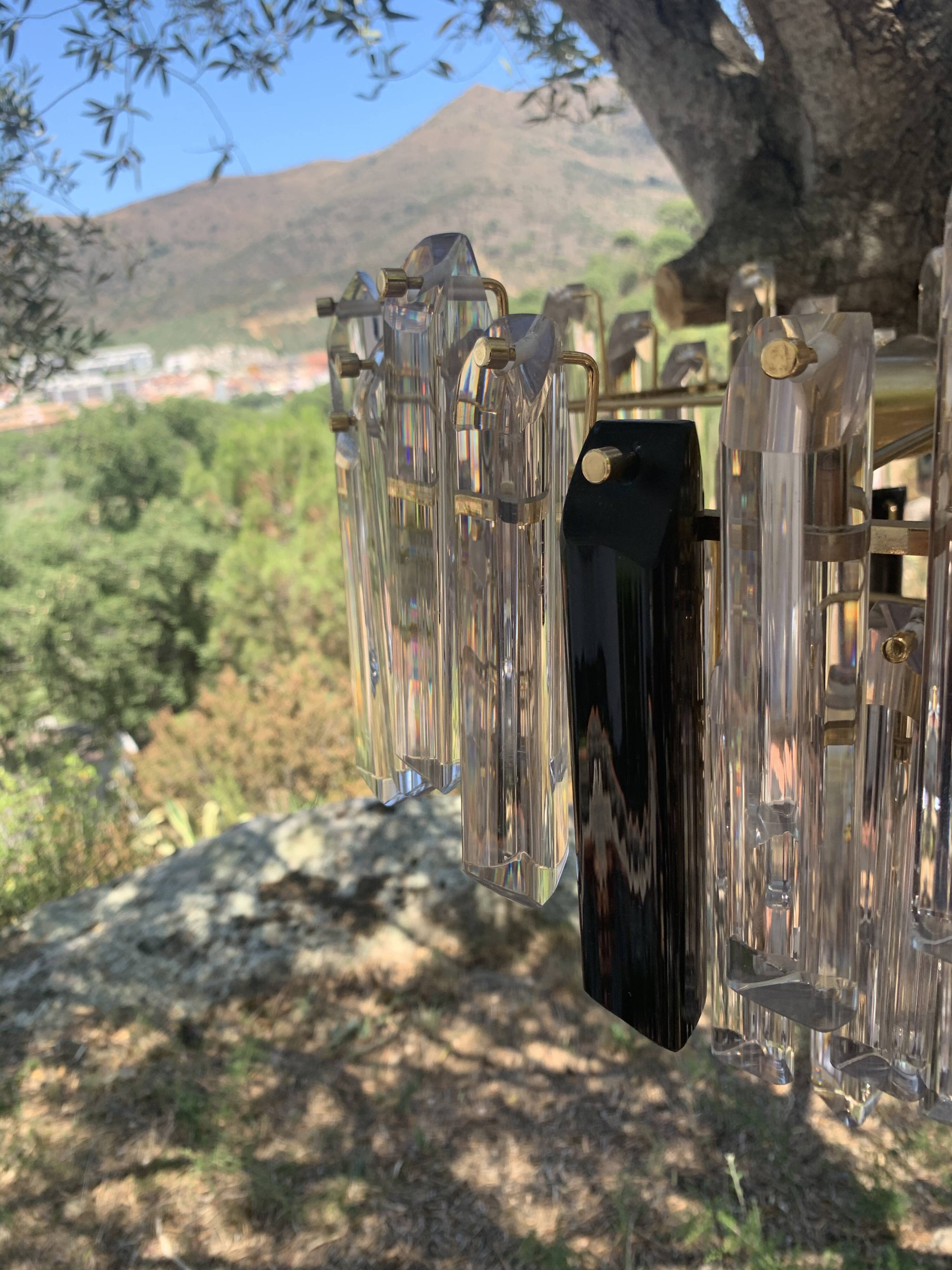 Venini trihedron chandelier in Murano glass