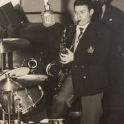 Jazz Band, 1940s b/w images on heavy wooden panels, 85 x 99 cm