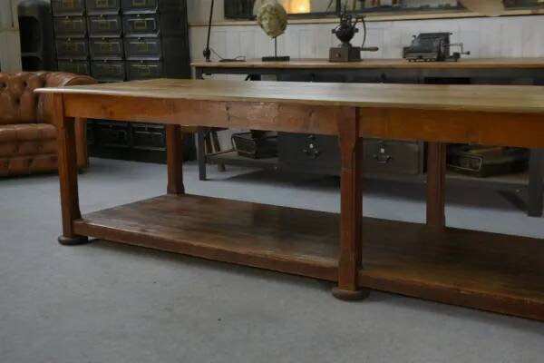 Large solid oak draper's table, 1950s