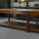 Large solid oak draper's table, 1950s