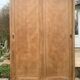 Vintage wardrobe with compass legs in raw wood, sliding doors, 1960s