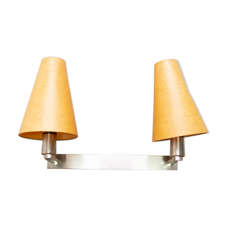 Bauhaus chromed wall lamp with two lampshades by Vlastimil Brožek, Czechoslovakia, 1930´s