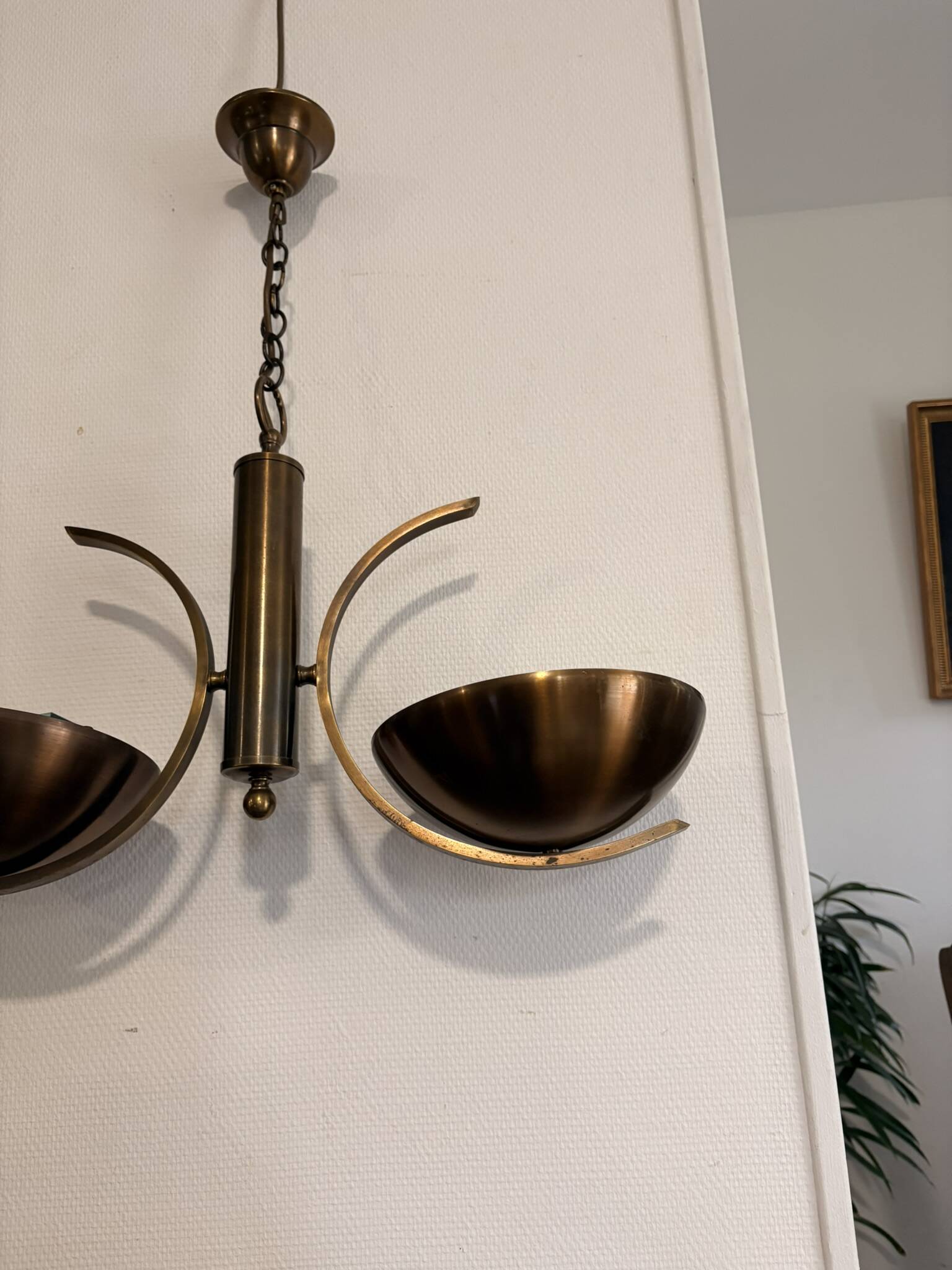 Vintage Space Age Italian Modernist Brass Gold Chandelier