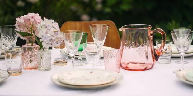 Set of 6 vintage pink depression glass tea or water glasses Rosaline French glassworks Arcoroc Luminarc