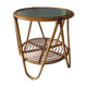 Vintage bamboo and frosted glass cocktail table