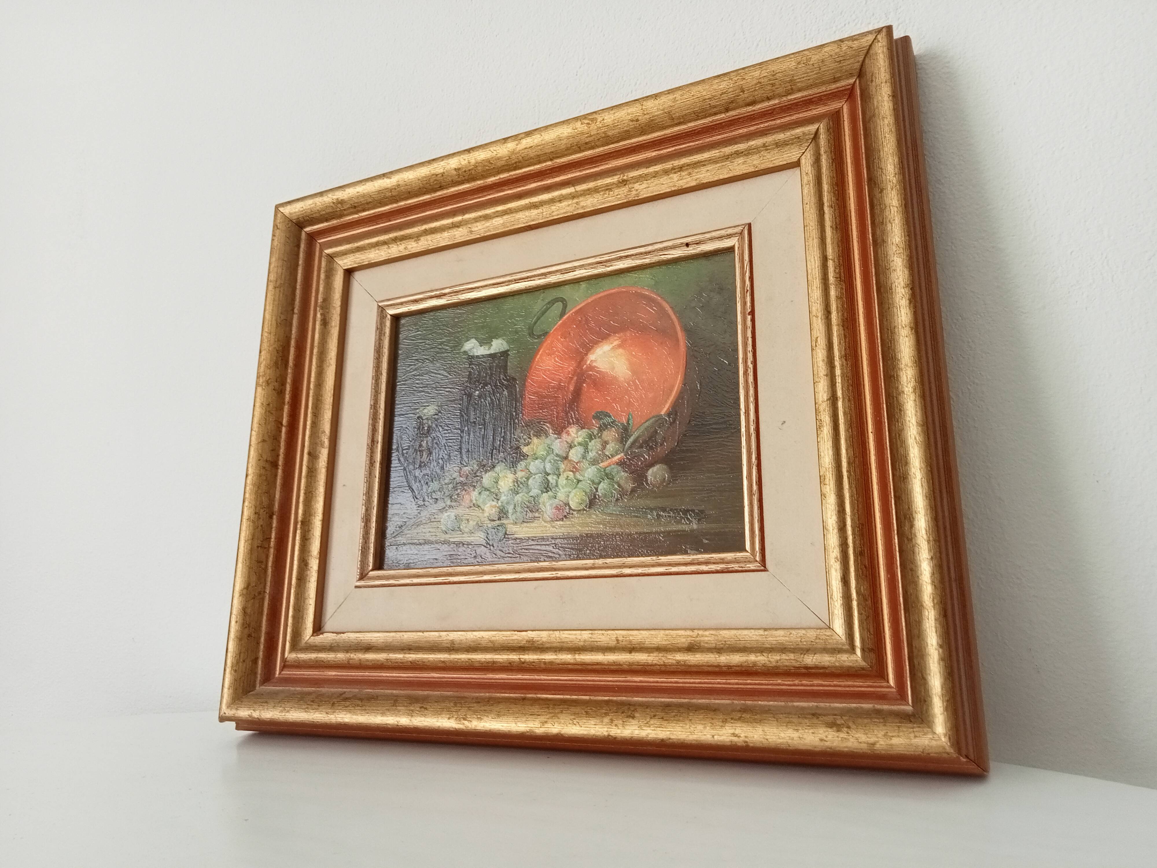Oil painting on cardboard small format still life