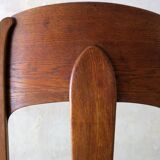 Art nouveau side chair in oak and purple velvet, 1900