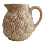Pink pitcher - glazed ceramics - raspberry reliefs - Salins les Bains