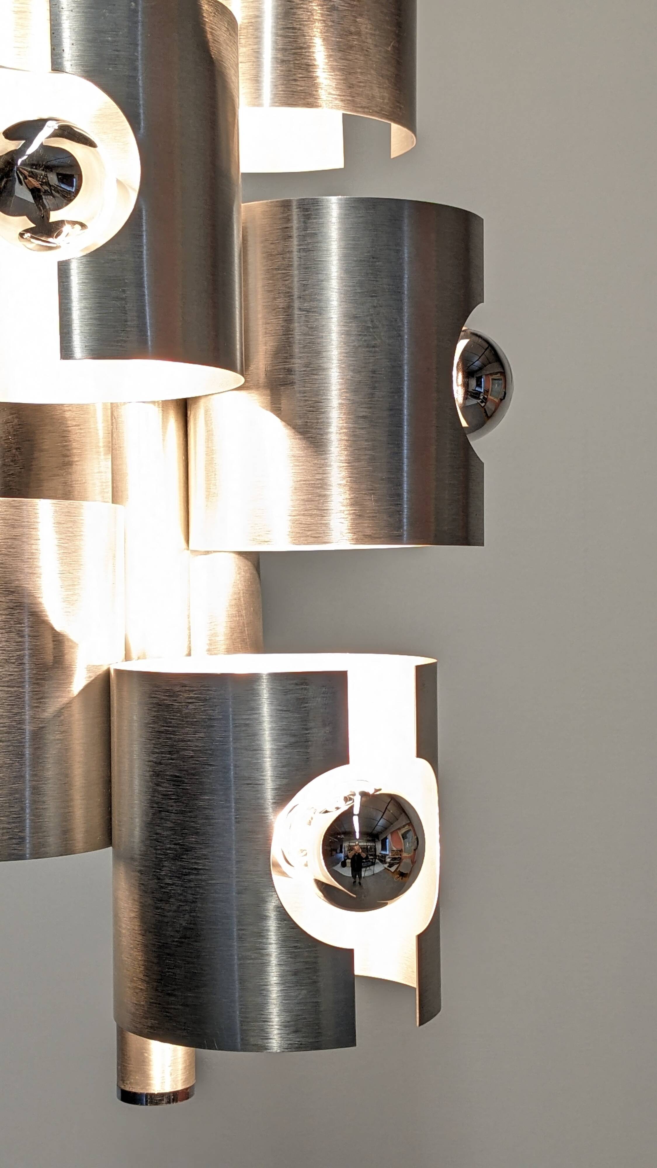 Space Age 7-light pipe chandelier, 1960s-70s