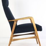 mid century vintage Fauteuil herenmodel 'Duivendrecht' donkerblauw | opnieuw bekleed