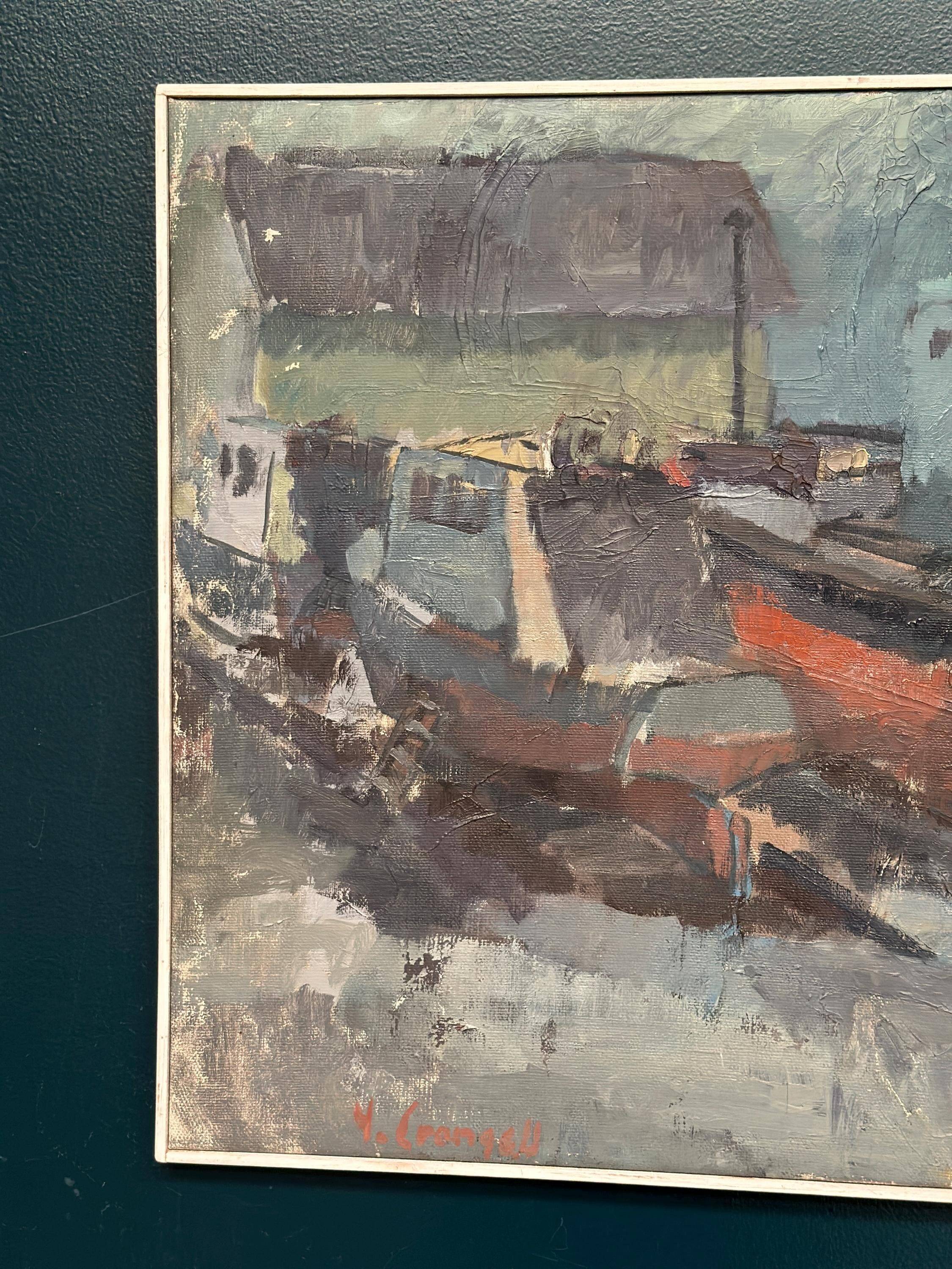Original Swedish Oil On Canvas – “Boats” By Ingemar Stragnell – Signed – Vintage & Framed